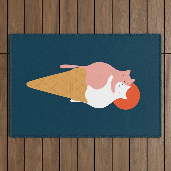 Cat Landscape 145: Strawberry & Vanilla Outdoor Rug Gallery Image 1