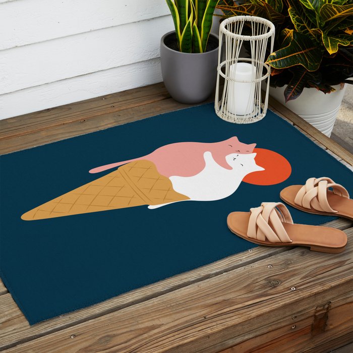 Cat Landscape 145: Strawberry & Vanilla Outdoor Rug Gallery Image 2