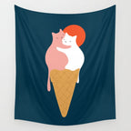 Cat Landscape 145: Strawberry & Vanilla Wall Tapestry Gallery Image 4
