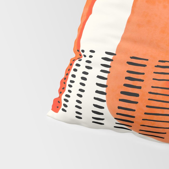 Mid Century Modern abstract Minimalist Fun Colorful Shapes Patterns Orange Watercolor Wiggle Stroke Pillow Sham Gallery Image 4