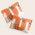 Mid Century Modern abstract Minimalist Fun Colorful Shapes Patterns Orange Watercolor Wiggle Stroke Pillow Sham Gallery Image 3