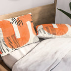Mid Century Modern abstract Minimalist Fun Colorful Shapes Patterns Orange Watercolor Wiggle Stroke Pillow Sham Gallery Image 2