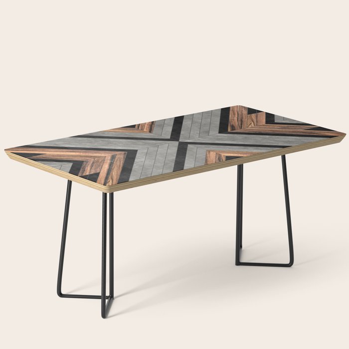 Urban Tribal Pattern No.2 - Concrete and Wood Coffee Table Gallery Image 1