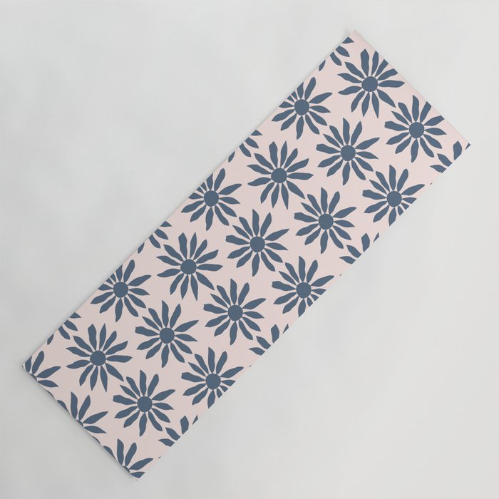 Blue Flowers on Pink Background - Pattern Yoga Mat Gallery Image 1