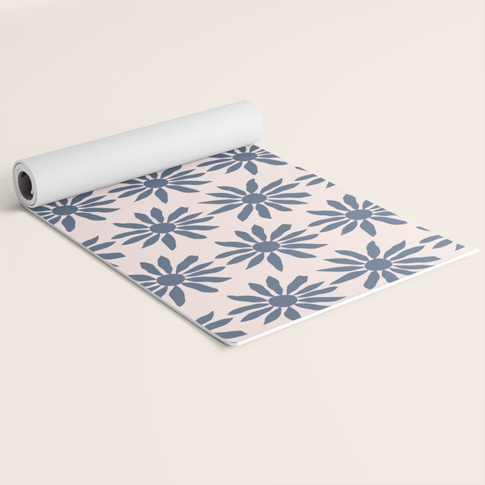 Blue Flowers on Pink Background - Pattern Yoga Mat Gallery Image 2