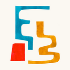 'Falling Down' Paper Collage Fun Colorful Shapes Mid Century Minimal Abstract Art by Ejaaz Haniff Coffee Mug Gallery Image 2