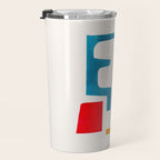 'Falling Down' Paper Collage Fun Colorful Shapes Mid Century Minimal Abstract Art by Ejaaz Haniff Travel Mug Gallery Image 3