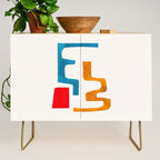 'Falling Down' Paper Collage Fun Colorful Shapes Mid Century Minimal Abstract Art by Ejaaz Haniff Credenza Gallery Image 1