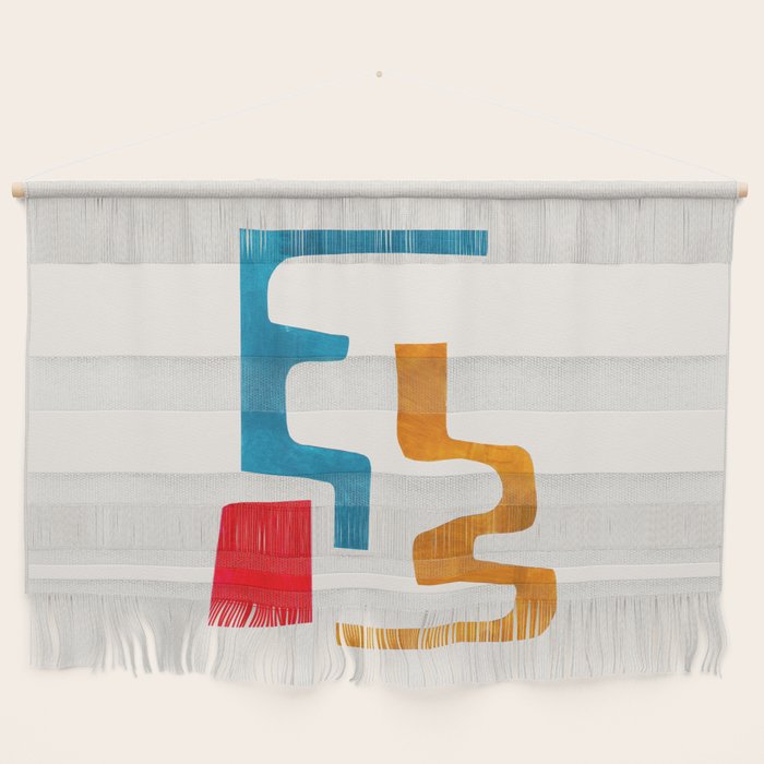 'Falling Down' Paper Collage Fun Colorful Shapes Mid Century Minimal Abstract Art by Ejaaz Haniff Wall Hanging Gallery Image 1