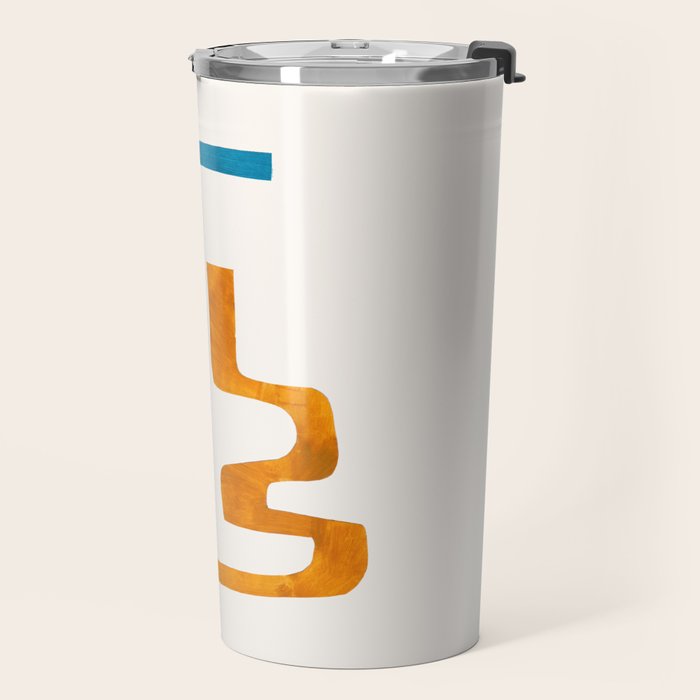 'Falling Down' Paper Collage Fun Colorful Shapes Mid Century Minimal Abstract Art by Ejaaz Haniff Travel Mug Gallery Image 2