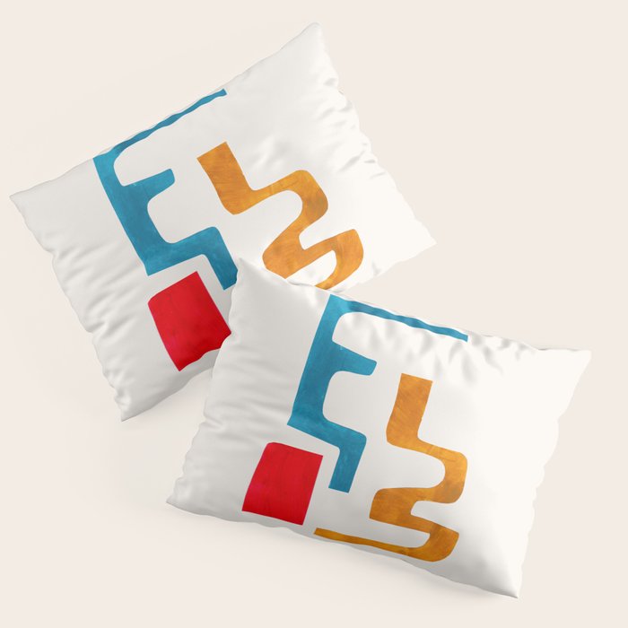 'Falling Down' Paper Collage Fun Colorful Shapes Mid Century Minimal Abstract Art by Ejaaz Haniff Pillow Sham Gallery Image 3