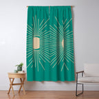 Sun and Moon - Mid Century Modern Minimalism in Mid Mod Teal and Beige Window Curtain Gallery Image 5
