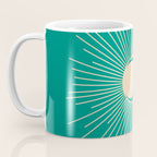Sun and Moon - Mid Century Modern Minimalism in Mid Mod Teal and Beige Coffee Mug Gallery Image 3