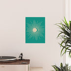Sun and Moon - Mid Century Modern Minimalism in Mid Mod Teal and Beige Poster Gallery Image 2