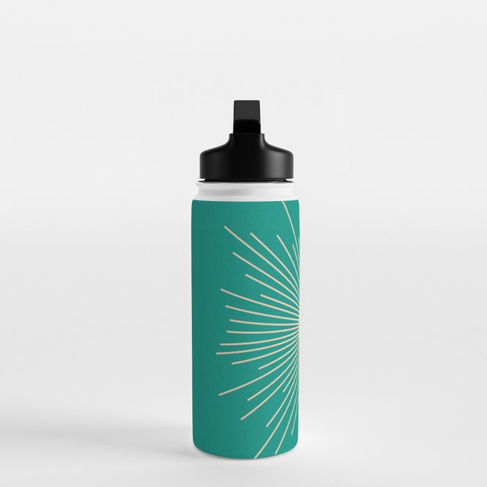 Sun and Moon - Mid Century Modern Minimalism in Mid Mod Teal and Beige Water Bottle Gallery Image 3