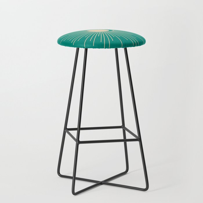Sun and Moon - Mid Century Modern Minimalism in Mid Mod Teal and Beige Stool Gallery Image 1
