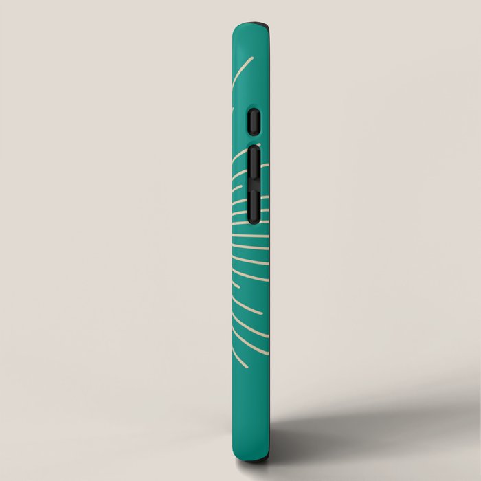 Sun and Moon - Mid Century Modern Minimalism in Mid Mod Teal and Beige iPhone Case Gallery Image 2