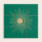 Sun and Moon - Mid Century Modern Minimalism in Mid Mod Teal and Beige Wood Wall Art Gallery Image 1