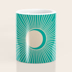 Sun and Moon - Mid Century Modern Minimalism in Mid Mod Teal and Beige Coffee Mug Gallery Image 4