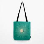 Sun and Moon - Mid Century Modern Minimalism in Mid Mod Teal and Beige Tote Bag Gallery Image 2
