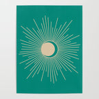 Sun and Moon - Mid Century Modern Minimalism in Mid Mod Teal and Beige Poster Gallery Image 4