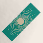 Sun and Moon - Mid Century Modern Minimalism in Mid Mod Teal and Beige Yoga Mat Gallery Image 1
