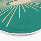 Sun and Moon - Mid Century Modern Minimalism in Mid Mod Teal and Beige Bath Mat Gallery Image 3