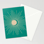 Sun and Moon - Mid Century Modern Minimalism in Mid Mod Teal and Beige Stationery Card Gallery Image 2