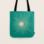 Sun and Moon - Mid Century Modern Minimalism in Mid Mod Teal and Beige Tote Bag Gallery Image 1