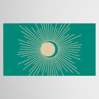 Sun and Moon - Mid Century Modern Minimalism in Mid Mod Teal and Beige Tablecloth Gallery Image 2