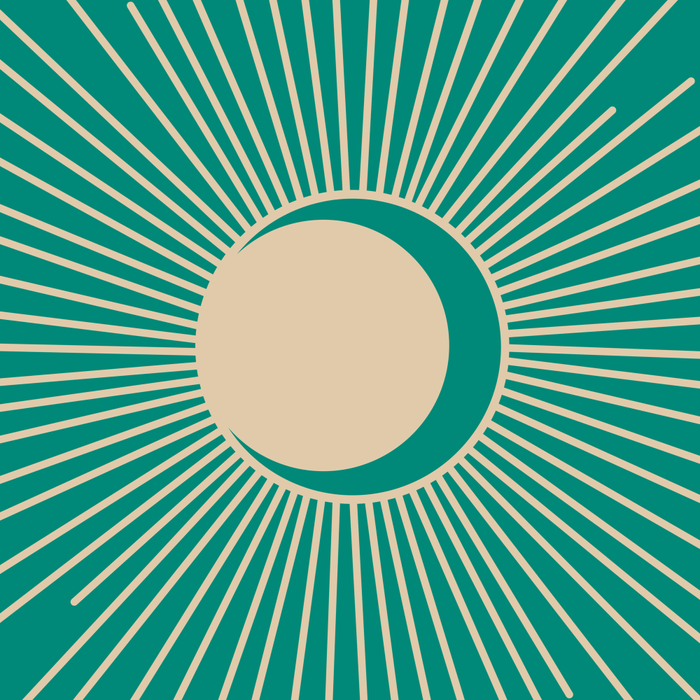 Sun and Moon - Mid Century Modern Minimalism in Mid Mod Teal and Beige Coffee Mug Gallery Image 2