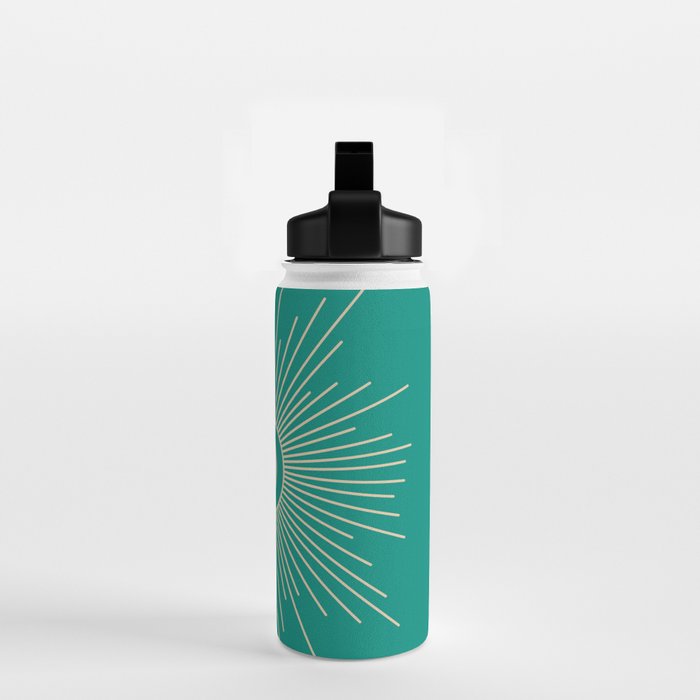 Sun and Moon - Mid Century Modern Minimalism in Mid Mod Teal and Beige Water Bottle Gallery Image 2