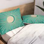 Sun and Moon - Mid Century Modern Minimalism in Mid Mod Teal and Beige Pillow Sham Gallery Image 2