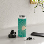 Sun and Moon - Mid Century Modern Minimalism in Mid Mod Teal and Beige Water Bottle Gallery Image 4