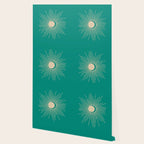 Sun and Moon - Mid Century Modern Minimalism in Mid Mod Teal and Beige Wallpaper Gallery Image 2