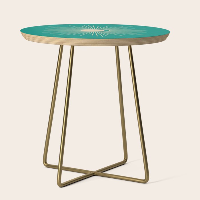Sun and Moon - Mid Century Modern Minimalism in Mid Mod Teal and Beige Side Table Gallery Image 1