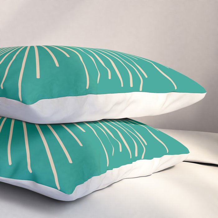 Sun and Moon - Mid Century Modern Minimalism in Mid Mod Teal and Beige Pillow Sham Gallery Image 3