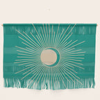 Sun and Moon - Mid Century Modern Minimalism in Mid Mod Teal and Beige Wall Hanging Gallery Image 1