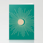 Sun and Moon - Mid Century Modern Minimalism in Mid Mod Teal and Beige Stationery Card Gallery Image 2
