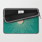 Sun and Moon - Mid Century Modern Minimalism in Mid Mod Teal and Beige Laptop Sleeve Gallery Image 2