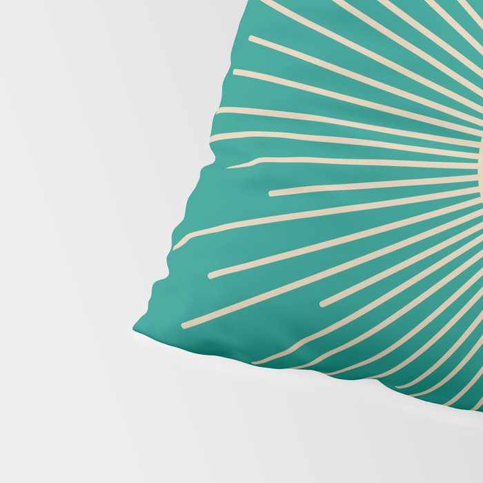 Sun and Moon - Mid Century Modern Minimalism in Mid Mod Teal and Beige Pillow Sham Gallery Image 4