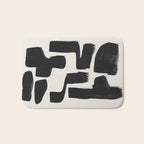 Mid Century Modern Minimalist Abstract Art Brush Strokes Black & White Ink Art Shapes Bath Mat Gallery Image 1