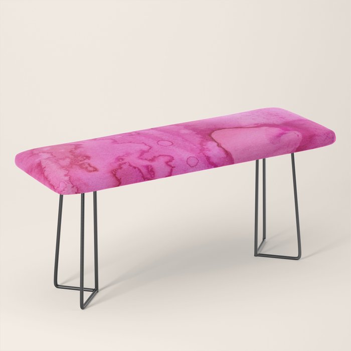 Girly neon pink magenta abstract watercolor paint Bench Gallery Image 1