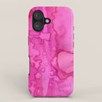 Girly neon pink magenta abstract watercolor paint iPhone Case Gallery Image 1
