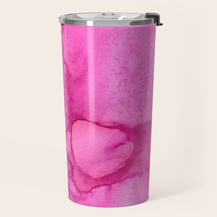 Girly neon pink magenta abstract watercolor paint Travel Mug Gallery Image 2