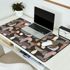 Modern Abstract Geometric Neutral Dark Earthy Tones with Natural Fabric Texture Desk Mat Gallery Image 2