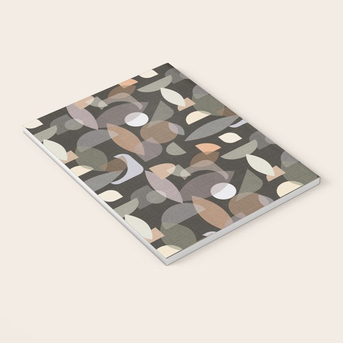 Modern Abstract Geometric Neutral Dark Earthy Tones with Natural Fabric Texture Notebook Gallery Image 3