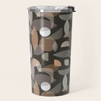 Modern Abstract Geometric Neutral Dark Earthy Tones with Natural Fabric Texture Travel Mug Gallery Image 2