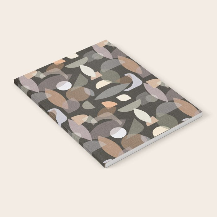 Modern Abstract Geometric Neutral Dark Earthy Tones with Natural Fabric Texture Notebook Gallery Image 2