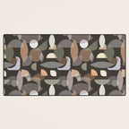 Modern Abstract Geometric Neutral Dark Earthy Tones with Natural Fabric Texture Desk Mat Gallery Image 3